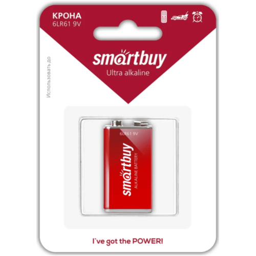 Батарея (щелочная) 9V-Крона Smart Buy 6LR61-1BL Ultra AIkaline 1,5V (1 шт в блистере)