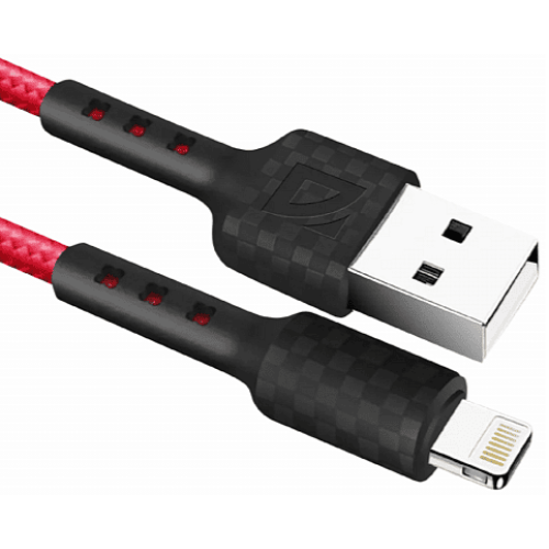 Кабель (QC3.0) для Apple Defender F181 (USB 2.0-Lightning) (1,0 м) RED