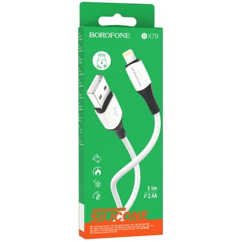 Кабель Type-C на iPhone 8pin (lightning) Borofone BX79, силикон, черный