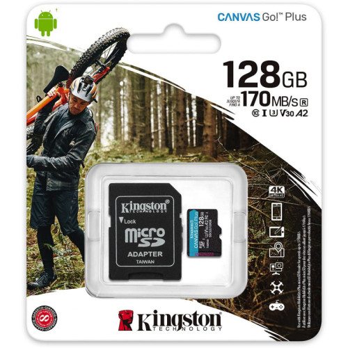 Карта памяти Kingston micro SDXC 128Gb Class10 UHS-I U3 Canvas Go Plus