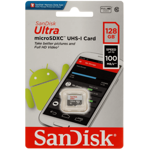 Карта памяти micro SDXC 128Gb Class 10 UHS-I Ultra Sandisk (без адаптера) (R/W 140/10 MB/s)