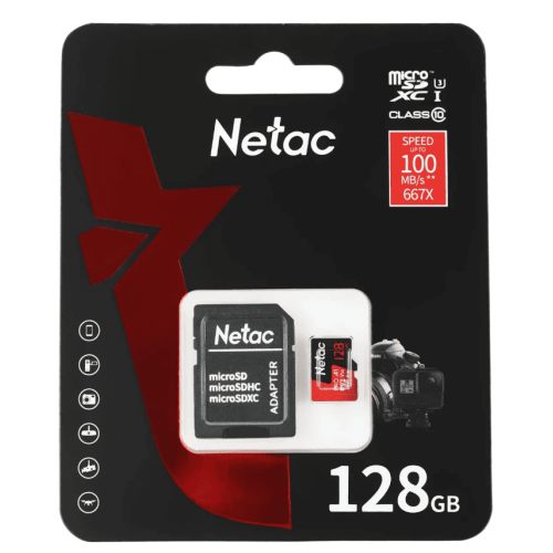 Карта памяти micro SDXC 128Gb P500 Extreme Pro Class 10 UHS-I U3 Netac