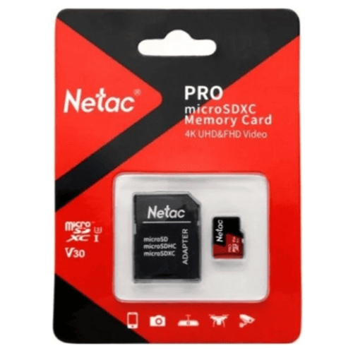 Карта памяти micro SDXC 256Gb P500 Extreme Pro Class 10 UHS-I U3 Netac (+адаптер) (100MB/s)