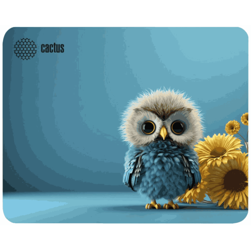 Коврик для мыши Cactus CS-MP-P07XS Owl blue ткань/резина (220x180x2 мм) (Синяя сова)