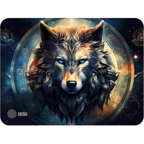 Коврик для мыши Cactus Wolf ткань/резина (400x300x3 мм) (Черный/рисунок)