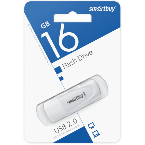 Накопитель Flash Drive USB 2.0 16 Gb Smart Buy Scout White