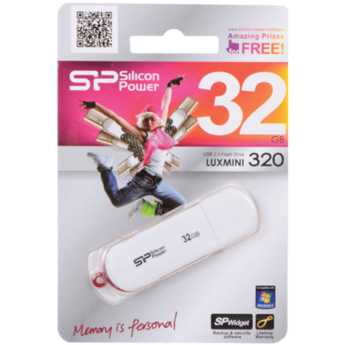 Накопитель Flash Drive USB 2.0 32 Gb Silicon Power LuxMini 320 (белый)