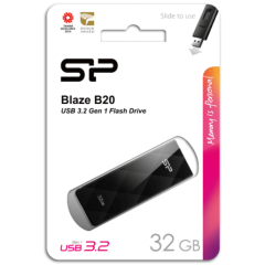 Накопитель Flash Drive USB 3.0 32 Gb Silicon Power Blaze B20 (черный)  защита паролем, резервное коп