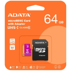 Накопитель microSDXC A-Data 64GB A-Data AUSDX64GUICL10-RA1 + adapter