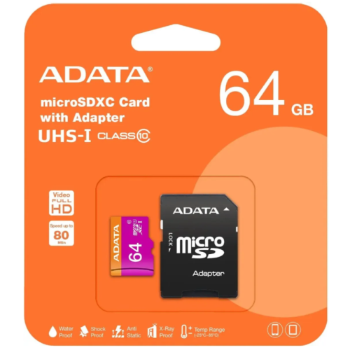 Накопитель microSDXC A-Data 64GB A-Data AUSDX64GUICL10-RA1 + adapter