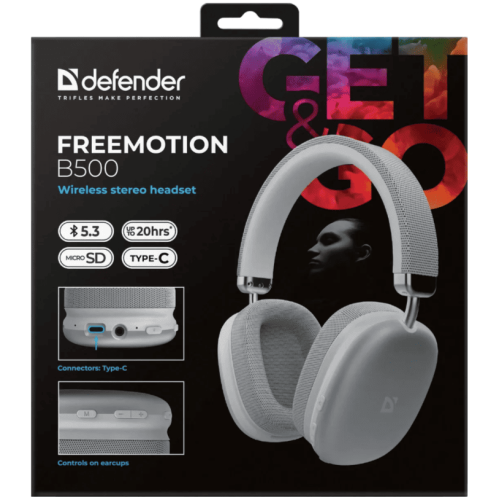 Наушники Bluetooth полнораз. Defender FreeMotion B500 с микрофоном 