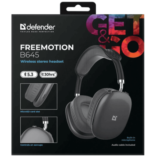 Наушники Bluetooth полнораз. Defender FreeMotion B645 с микрофоном 