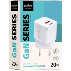 СЗУ PERFEO (I4652) USB-A+TYPE-C, GaN, 20W