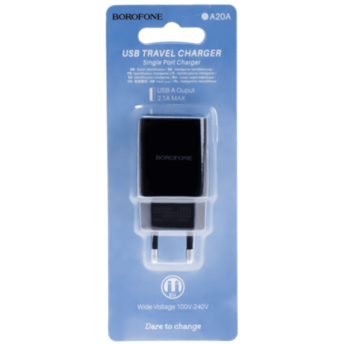 З/У на 1 USB порт 2100 мА, Borofone BA20A чер